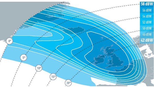 An image displaying the spotbeam coverage of satellite imagery
